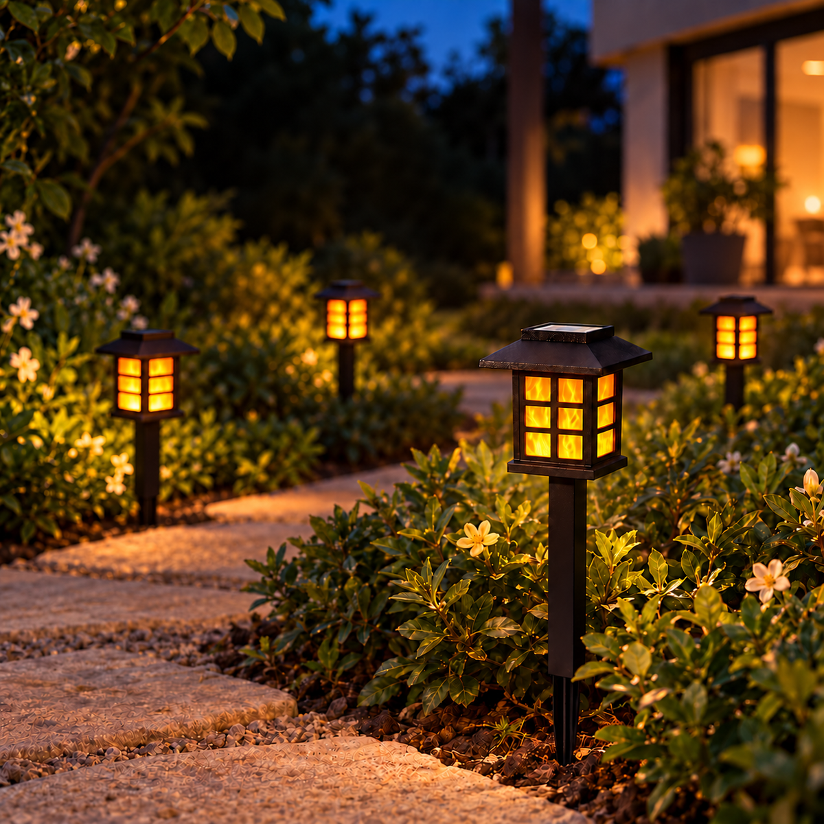 Faroles Solares LED Efecto Llama Ecoinnova · Pack x4
