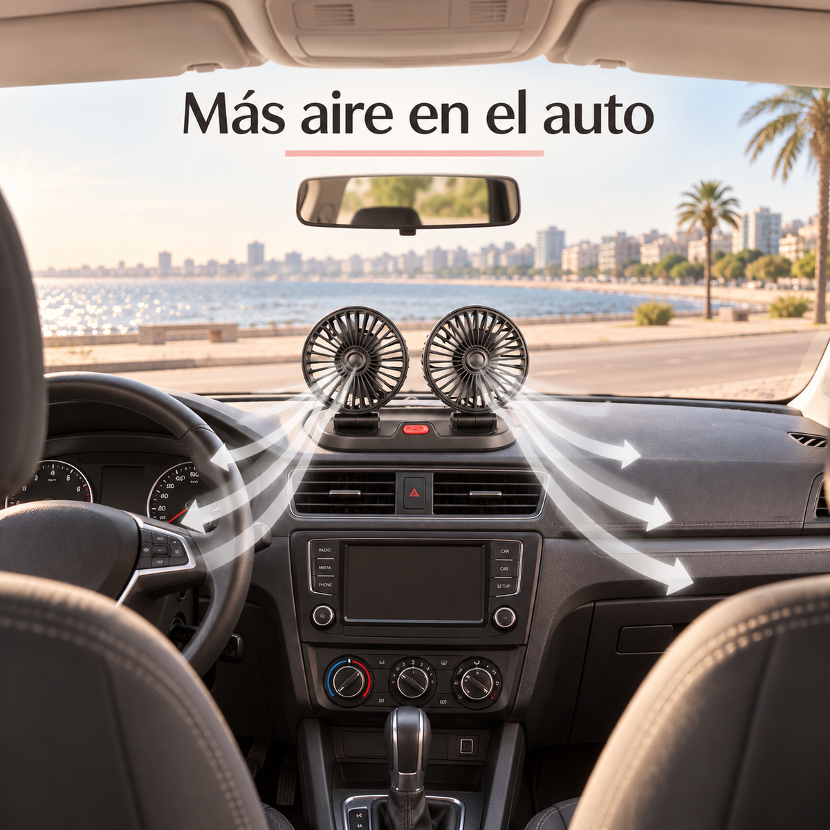 Ventilador para Auto 12 V Doble Cabezal — Más Aire en tus Viajes