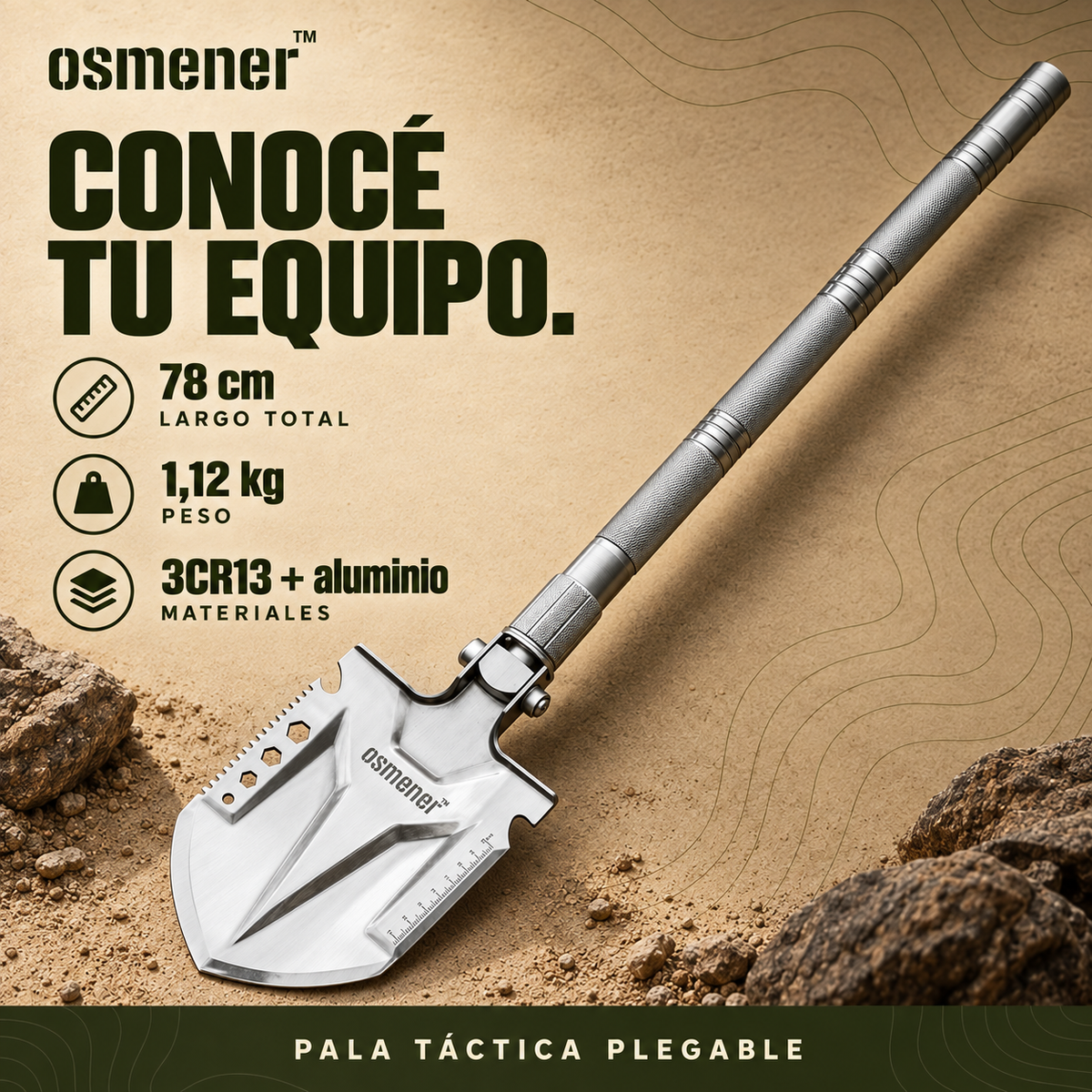 Pala Táctica Militar Multifunción Plegable 12 En 1 Para Camping - OSMENER™