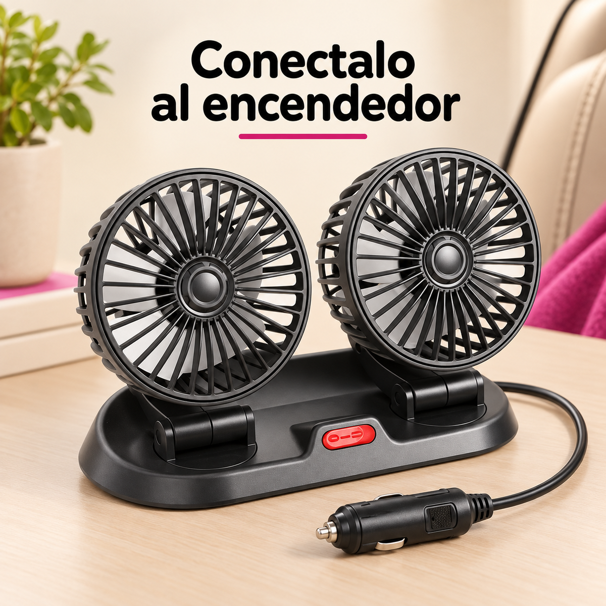 Ventilador para Auto 12 V Doble Cabezal — Más Aire en tus Viajes