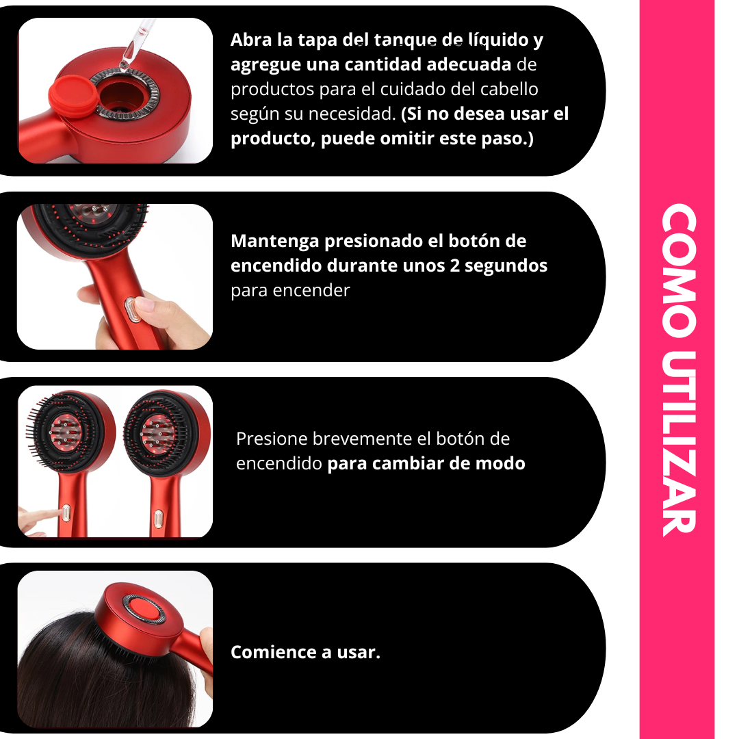 Peine Masajeador Para Cuidado Cuero Cabelludo con Luz Roja