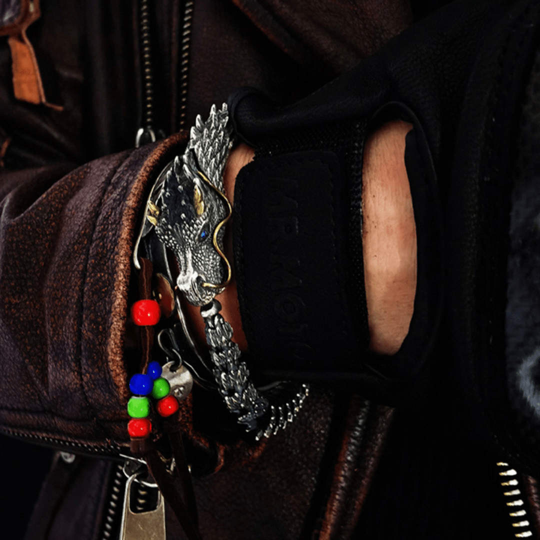 Pulsera Metálica De Dragón Tridimensional - Muy Moderna Uruguay