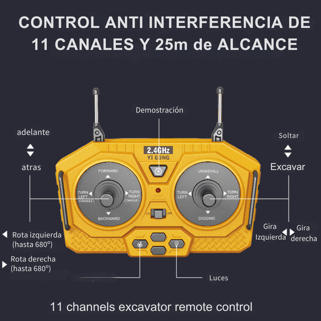 Juguete Excavadora Realista Con Brazo Control Remoto - Muy Moderna Uruguay