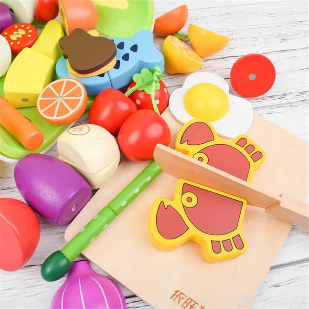 Juego Magnético de Cortar Frutas y Verduras en Madera