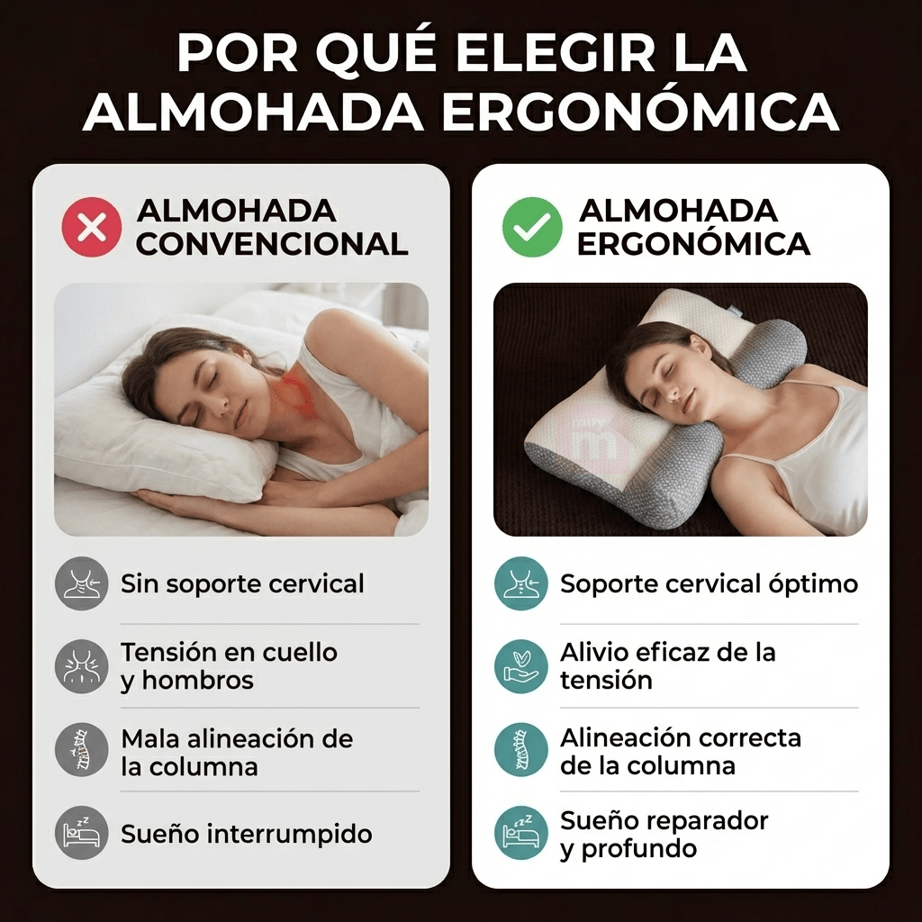 Almohada Ortopédica Cervical Ergonómica Para Cuello - Muy Moderna Uruguay