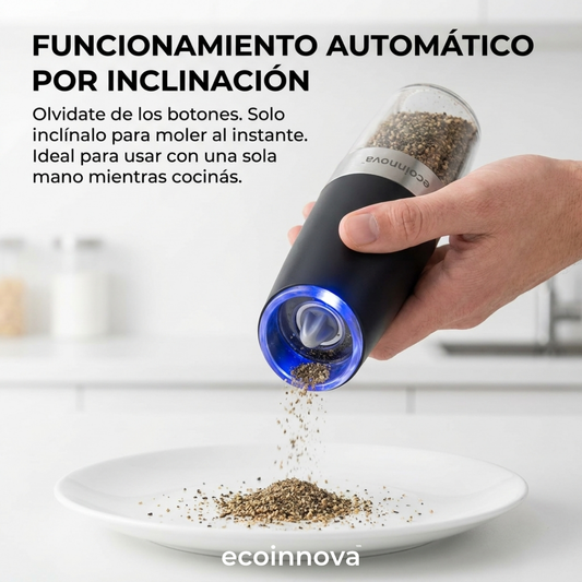 Set Molinillo Eléctrico Sal y Pimienta con Luz LED Ecoinnova
