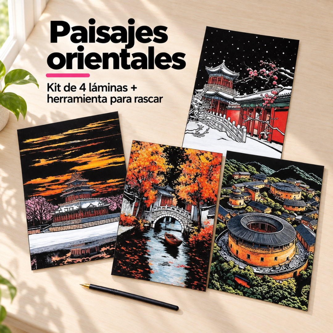 Kit de 4 Láminas para Rascar Scratch Art
