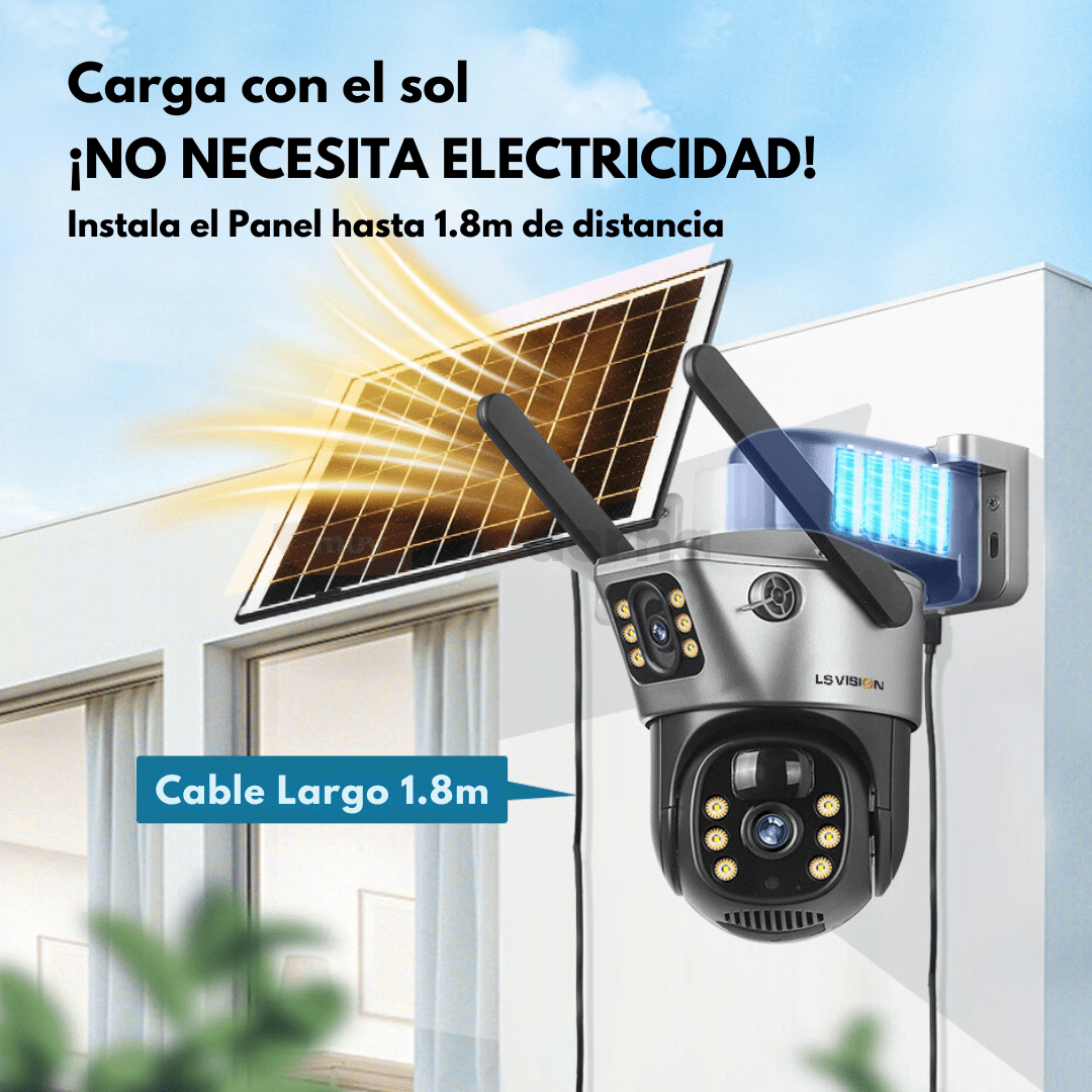 Cámara de Seguridad Doble Recargable con Panel Solar + 64gb Memoria - Muy Moderna Uruguay