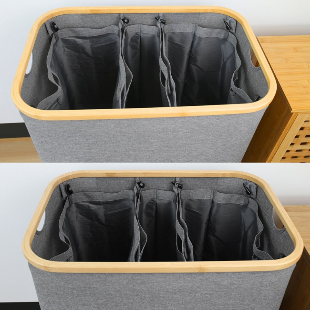 Canasto Cesto Separador De Ropa Sucia Bambú Grande con Tapa