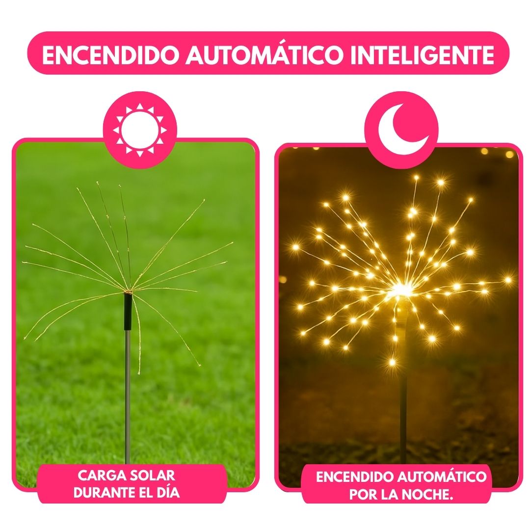 Luz Solar Exterior Decorativa Jardín Efecto Fuegos Artificiales