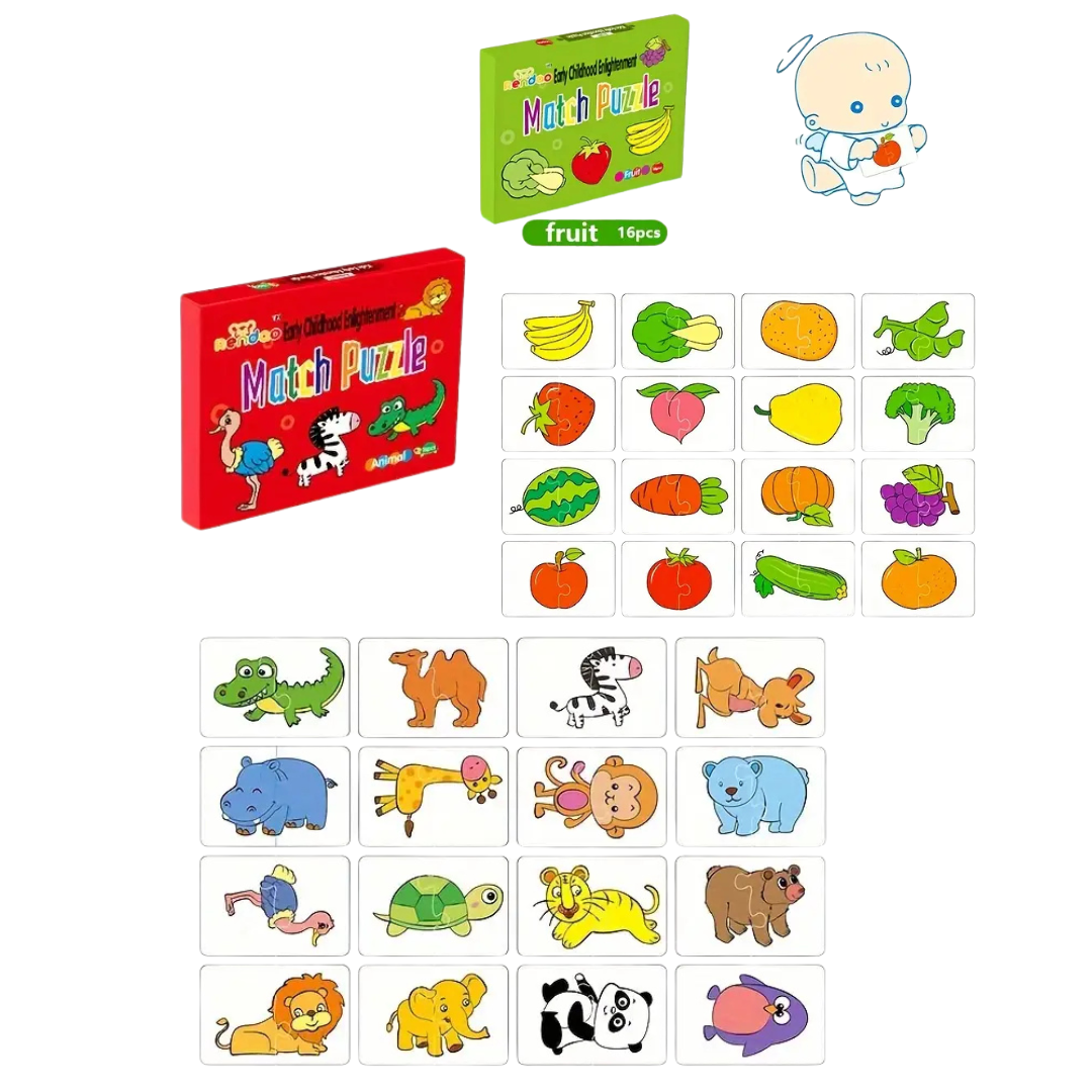 Set De 32 Puzzles Infantiles De 2 Piezas