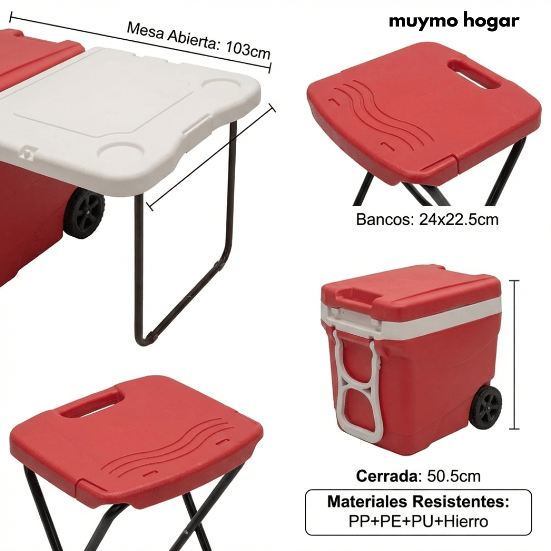 Conservadora Camping 32L con Mesa Integrada y Bancos - muymo hogar - Muy Moderna Uruguay