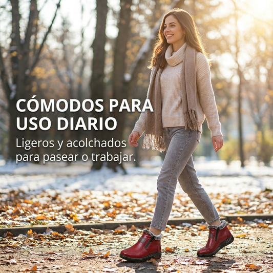 Botines Abrigados con Forro Afelpado - Símil Cuero para Invierno