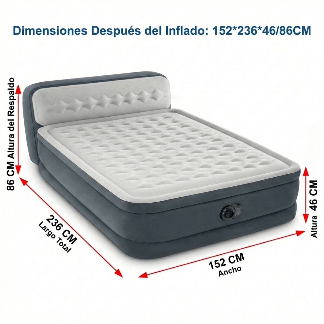 Colchón AutoInflable 2 Plazas Con Respaldo - Muy Moderna Uruguay