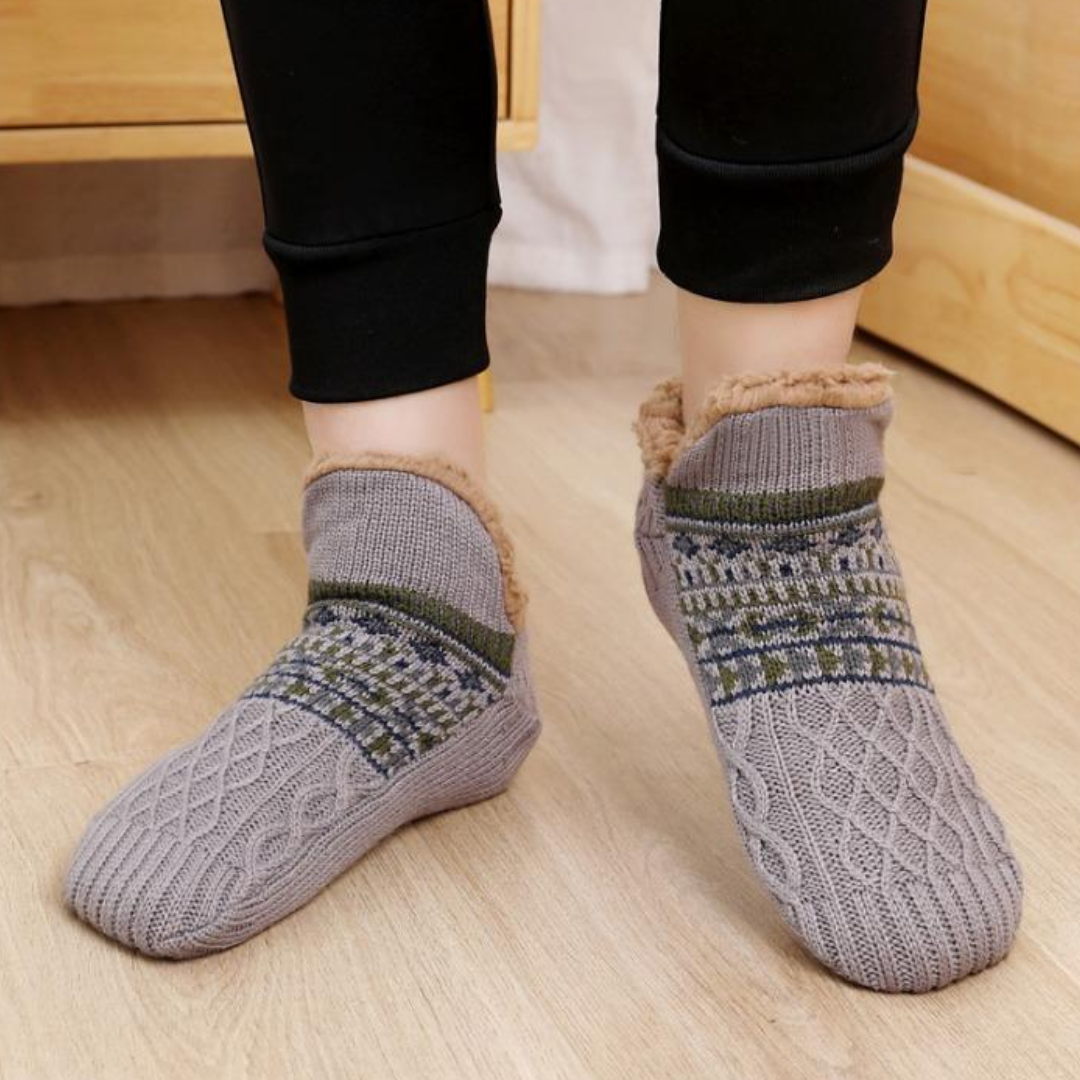 Pantuflas tipo Medias Térmicas Antideslizantes con Corderito Interior