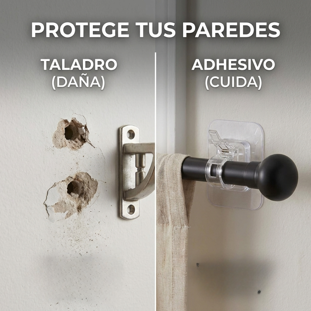 Soportes Adhesivos para Barra de Cortina x8 Sin Perforar