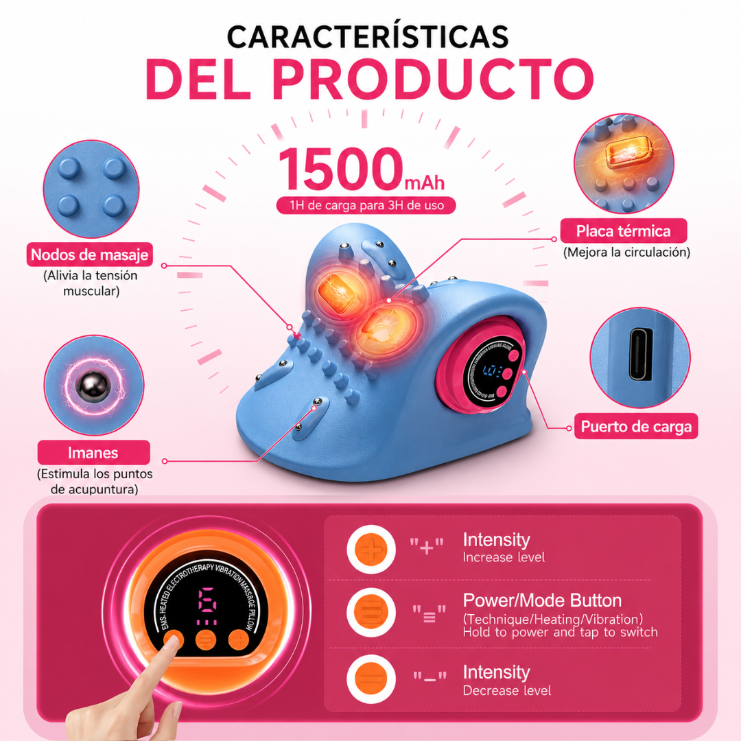 Masajeador Cervical Electroestimulación Calor y Vibración 4 en 1