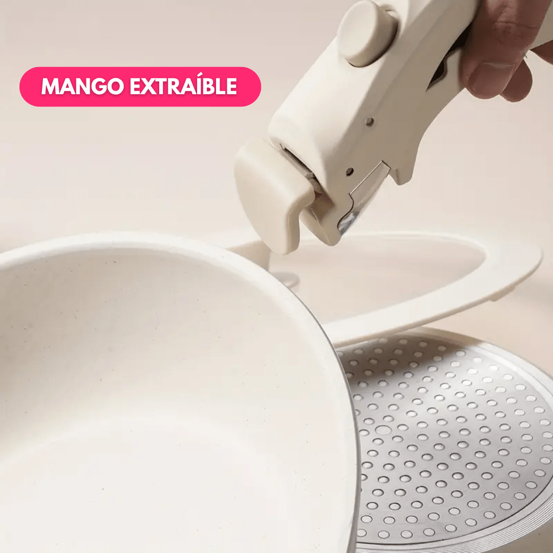 Juego de Ollas Antiadherente 11 Piezas Con Mango Removible - Muy Moderna Uruguay