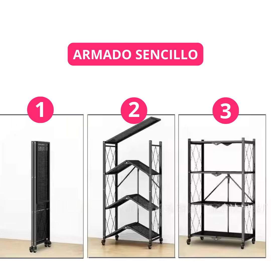 Estantería Plegable de 5 Niveles con Ruedas