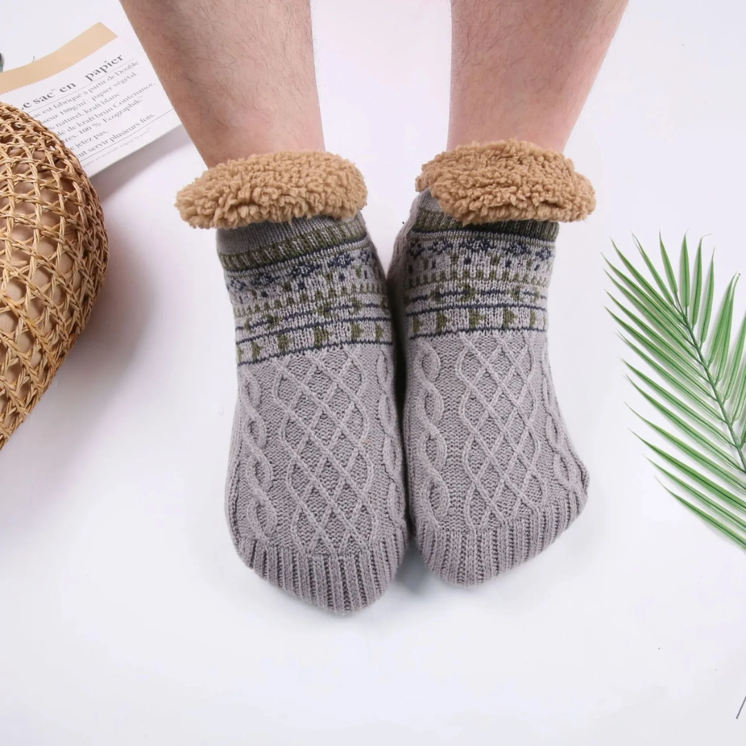 Pantuflas tipo Medias Térmicas Antideslizantes con Corderito Interior