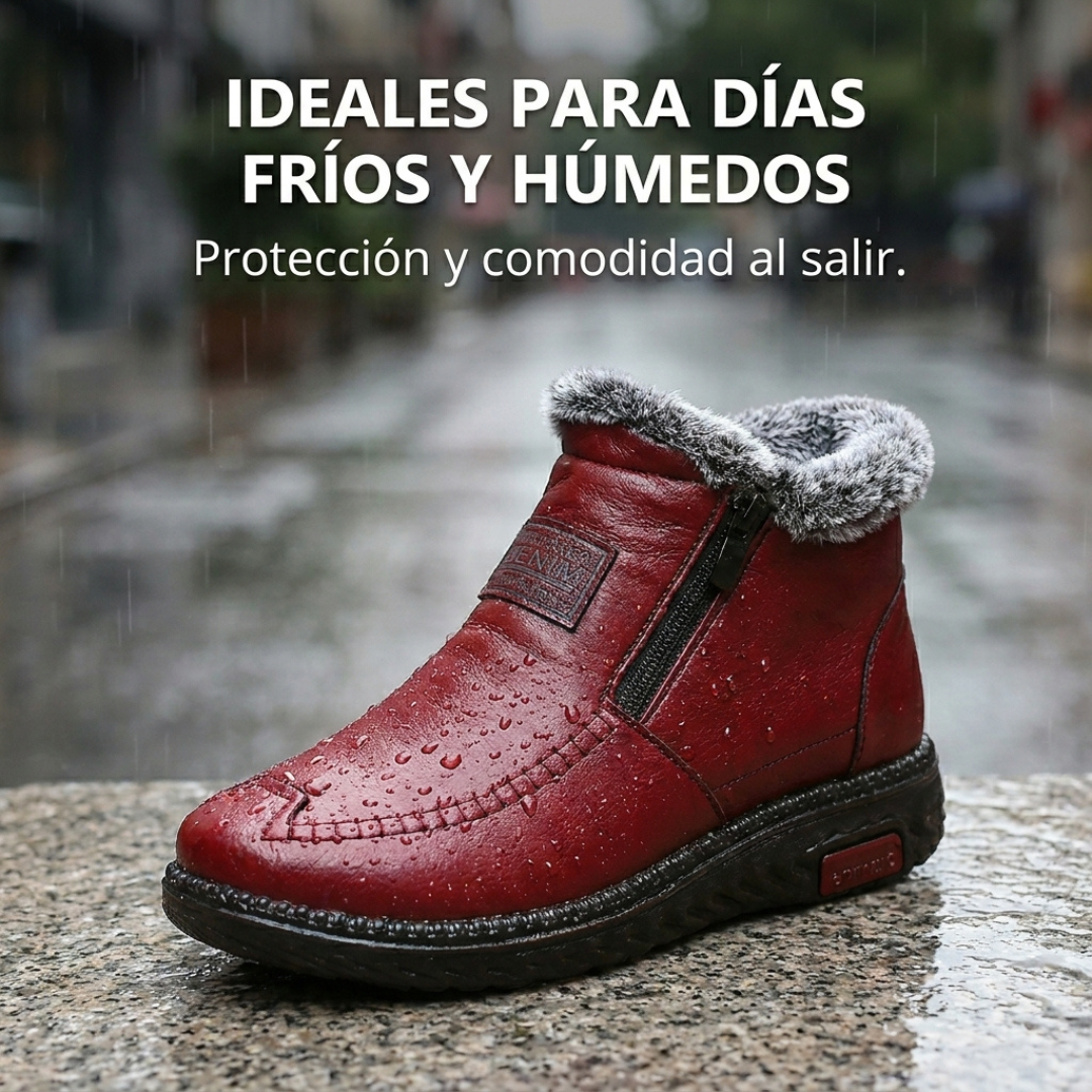 Botines Abrigados con Forro Afelpado - Símil Cuero para Invierno