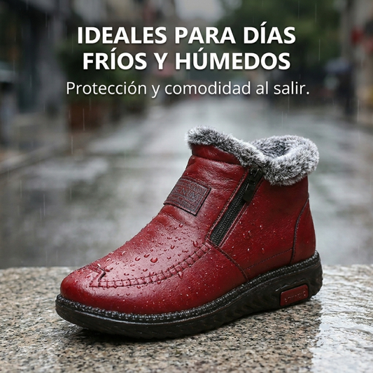 Botines Abrigados con Forro Afelpado - Símil Cuero para Invierno