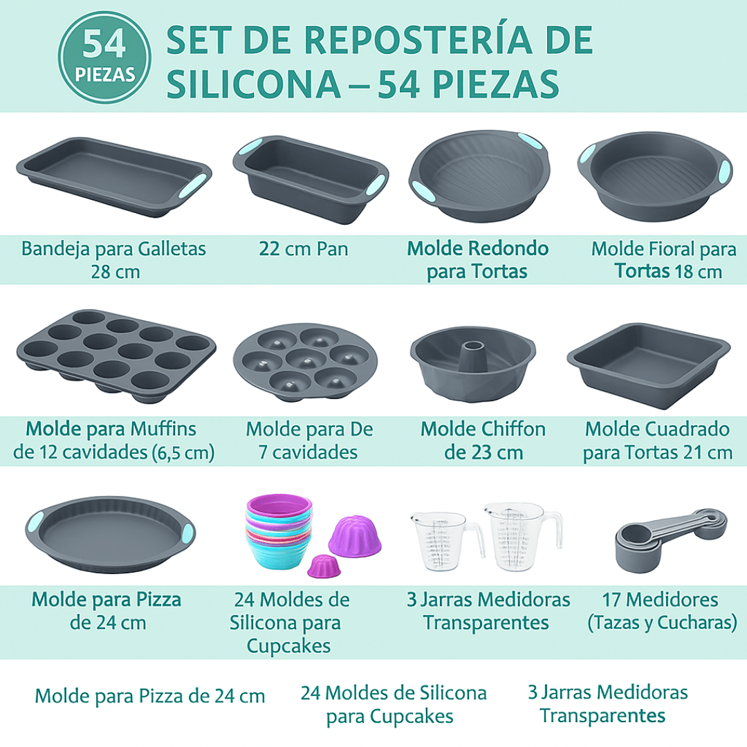 Set de Repostería en Silicona 54 Piezas - Muy Moderna Uruguay