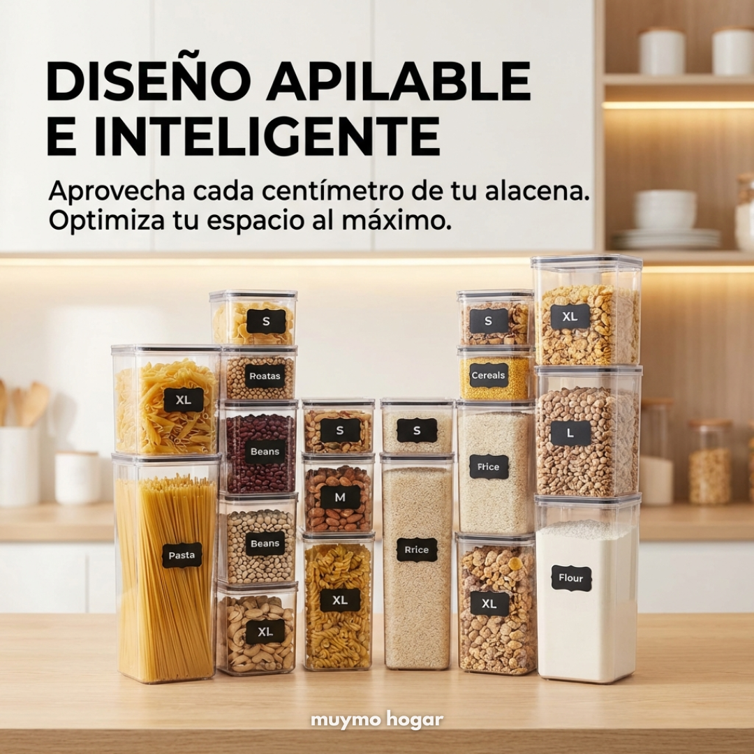 Set 24 contenedores plásticos con tapa - muymo hogar