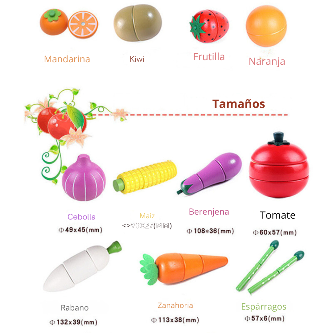 Juego Magnético de Cortar Frutas y Verduras en Madera