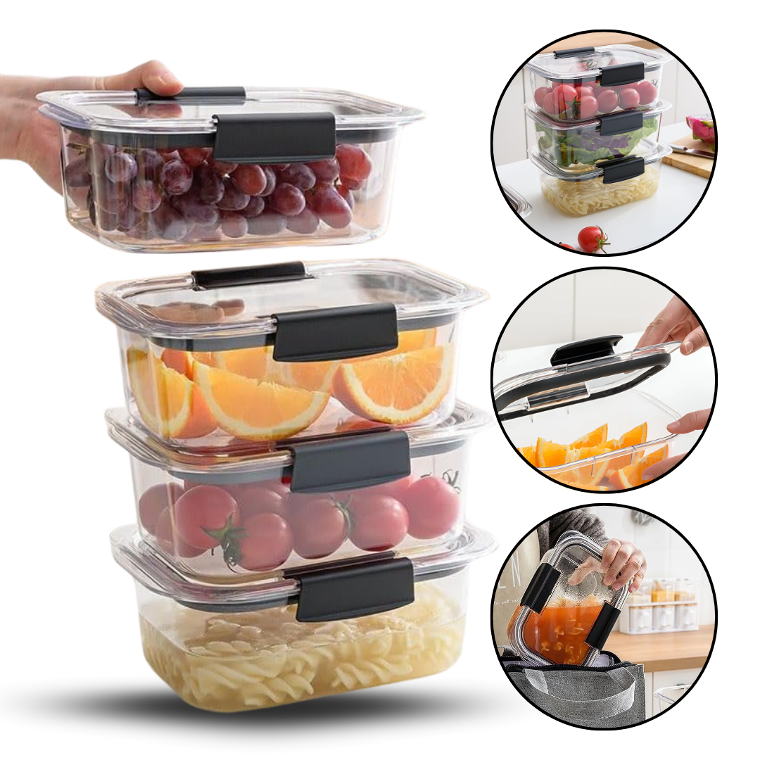 Set De 4 Táperes Herméticos de Plástico PET 1100ml