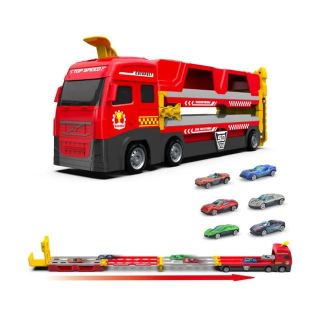 Camion De Juguete Con Pista Desplegable + 6 Autitos - Muy Moderna Uruguay