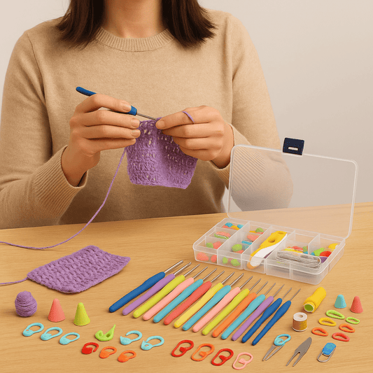 Kit de Crochet 55 Piezas con Estuche Rígido y Agujas Ergonómicas - Muy Moderna Uruguay