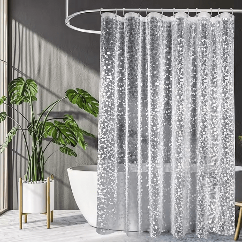 Cortina De Ducha Transparente Impermeable Piedras 180x180cm - Muy Moderna Uruguay