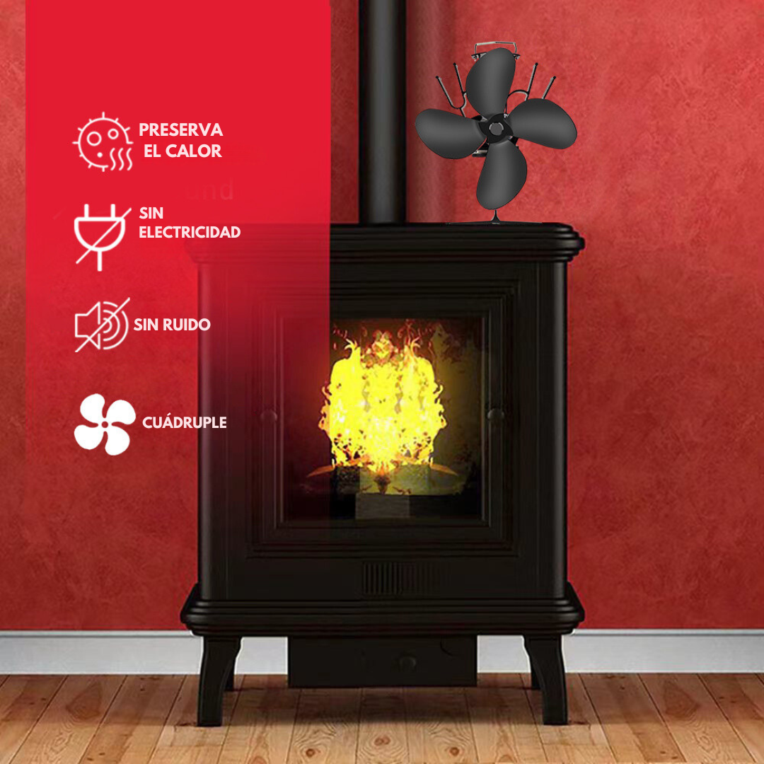 Difusor de Calor Ventilador Termico Estufa 4 Aspas Autopropulsado Por Calor