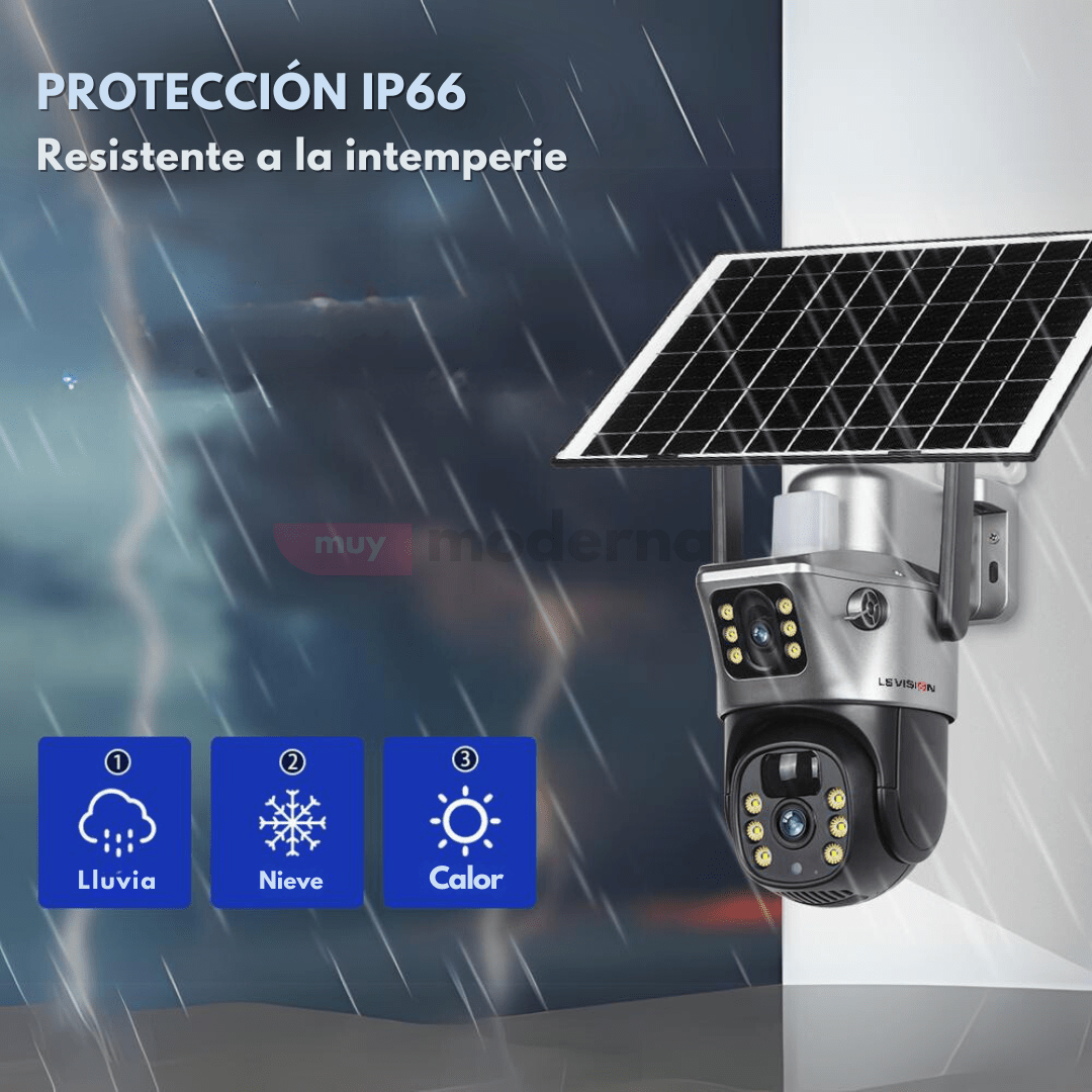 Cámara de Seguridad Doble Recargable con Panel Solar + 64gb Memoria - Muy Moderna Uruguay