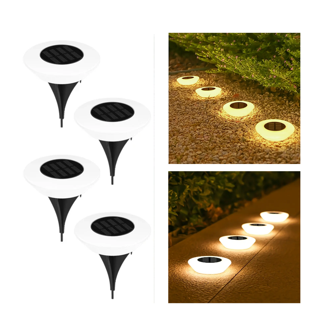 Pack x4 Luces Solares LED Cálidas para Jardín- Automáticas e Impermeables