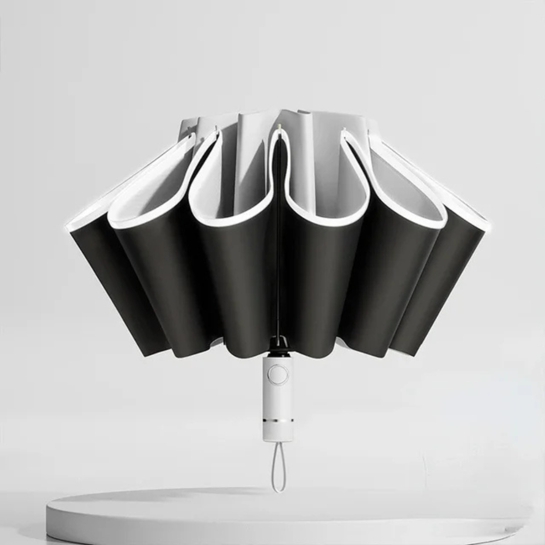 Paraguas Invertido Plegable, Antiviento, con Franja Reflectante y Protección UV