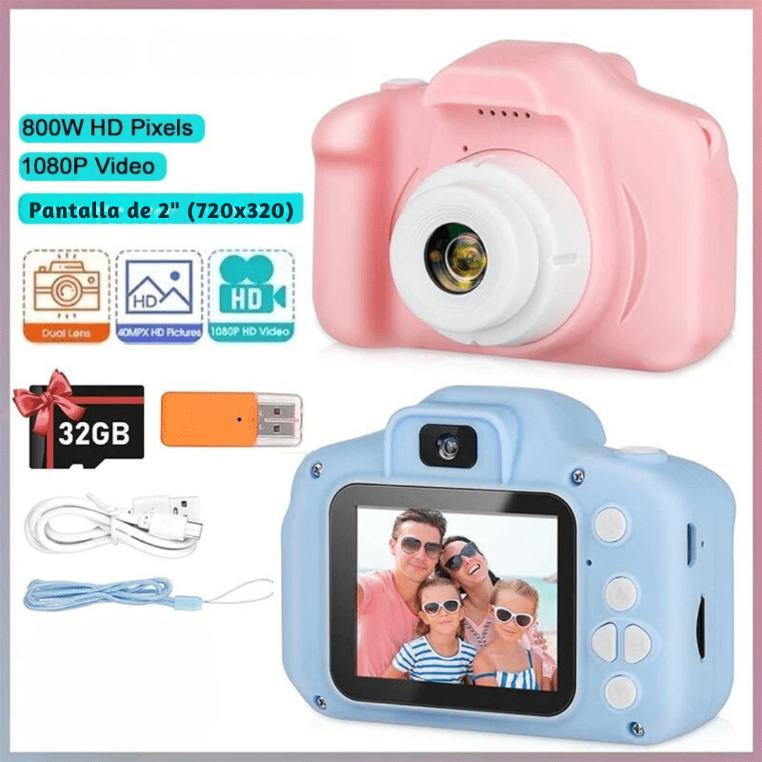 Mini Cámara Digital Para Niños + Tarjeta 32gb - Muy Moderna Uruguay
