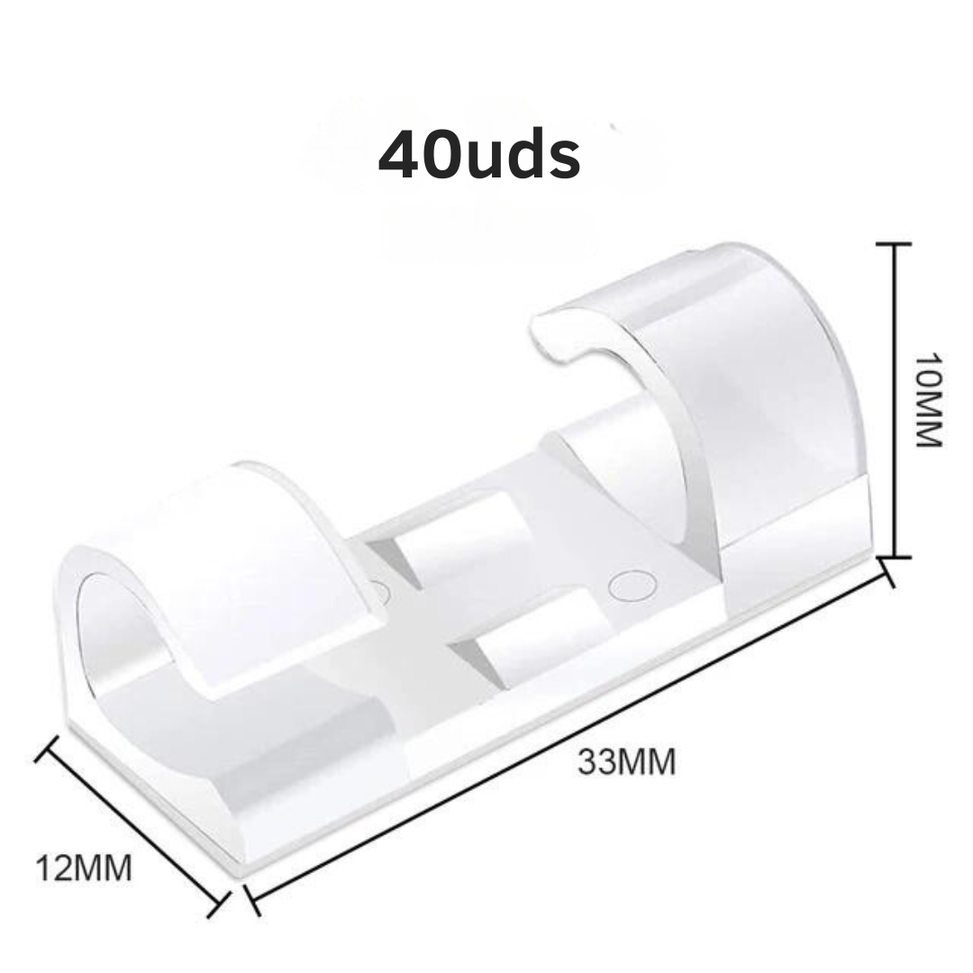 Pack x40 Clips Autoadhesivos Para Organizar Cables