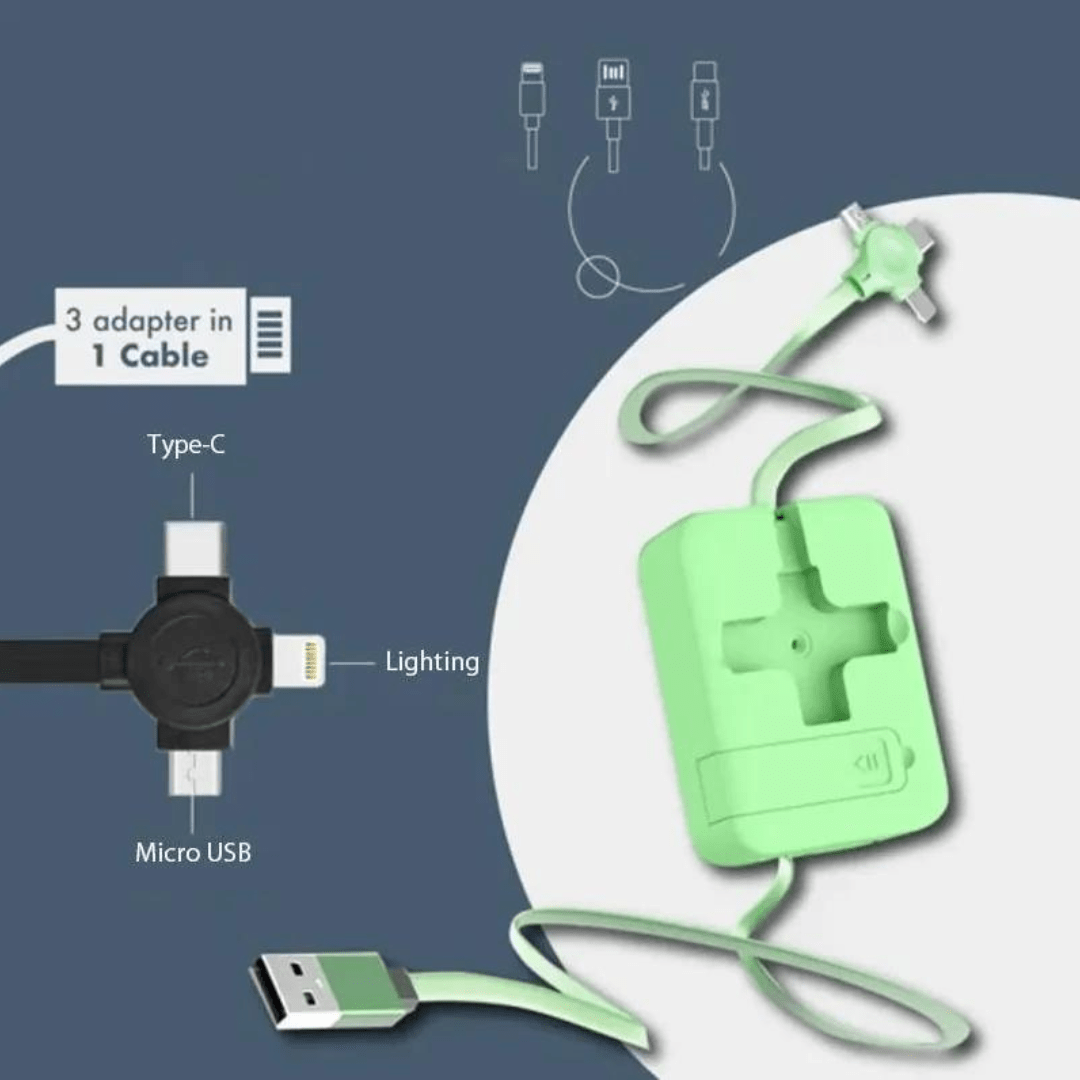 Cable de Carga 3 en 1 con Soporte para Celular - Muy Moderna Uruguay