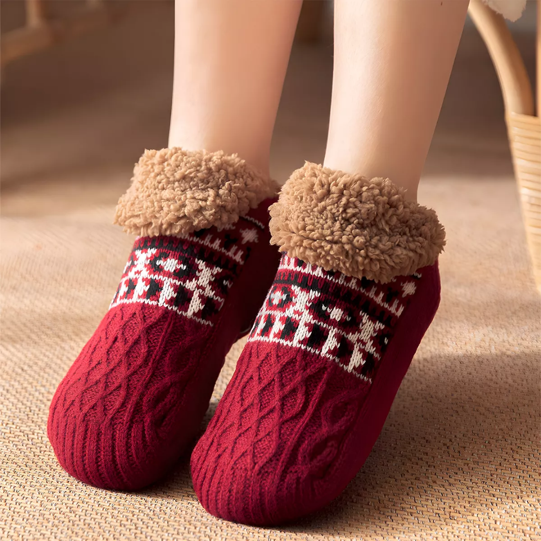 Pantuflas tipo Medias Térmicas Antideslizantes con Corderito Interior