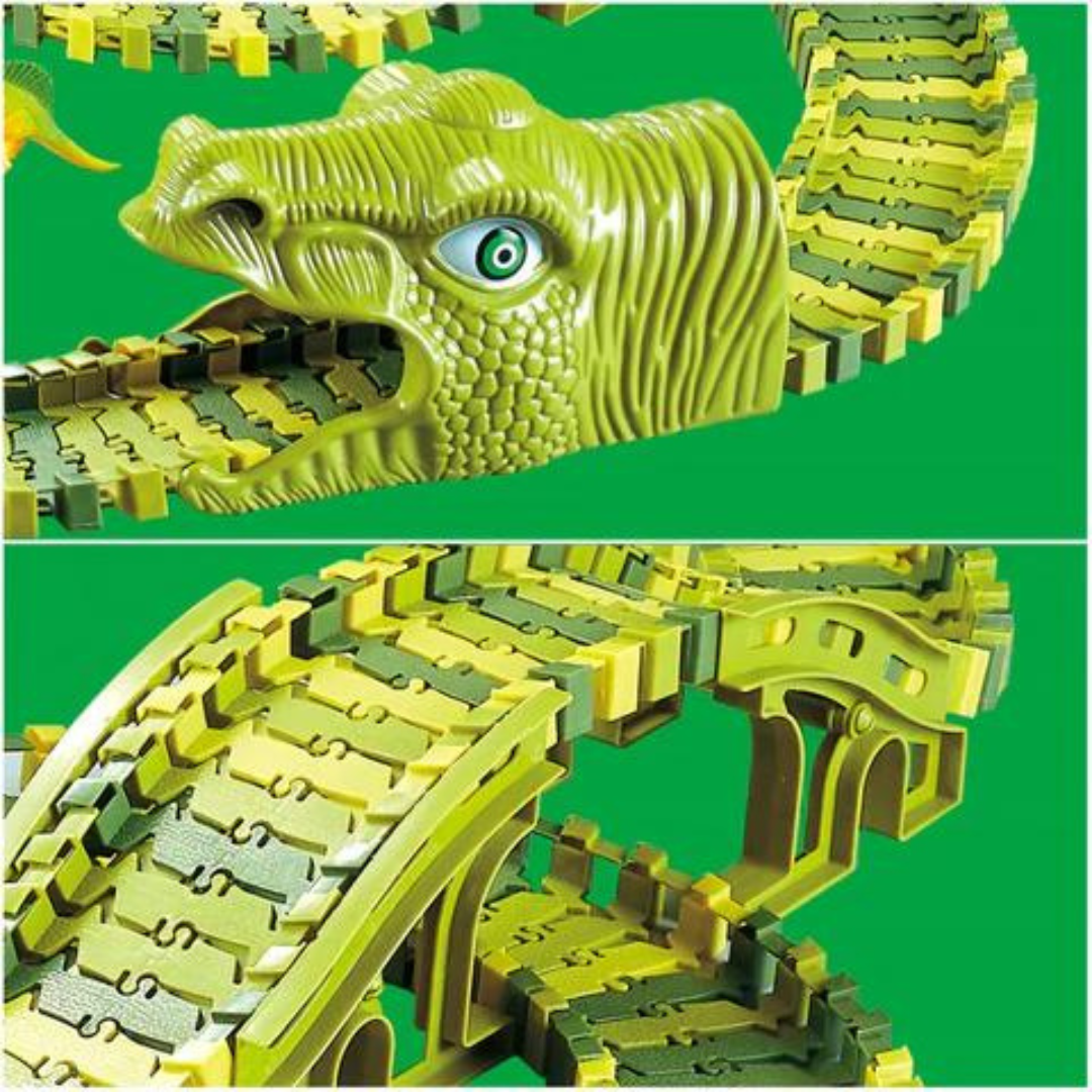 Pista Flexible Dinosaurios Grande Flexible Encastre 240 Piezas - Muy Moderna Uruguay