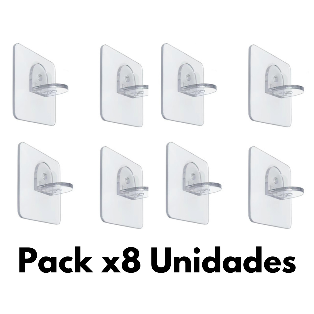 Kit De 8 Soportes De Estante Adhesivos sin Perforación