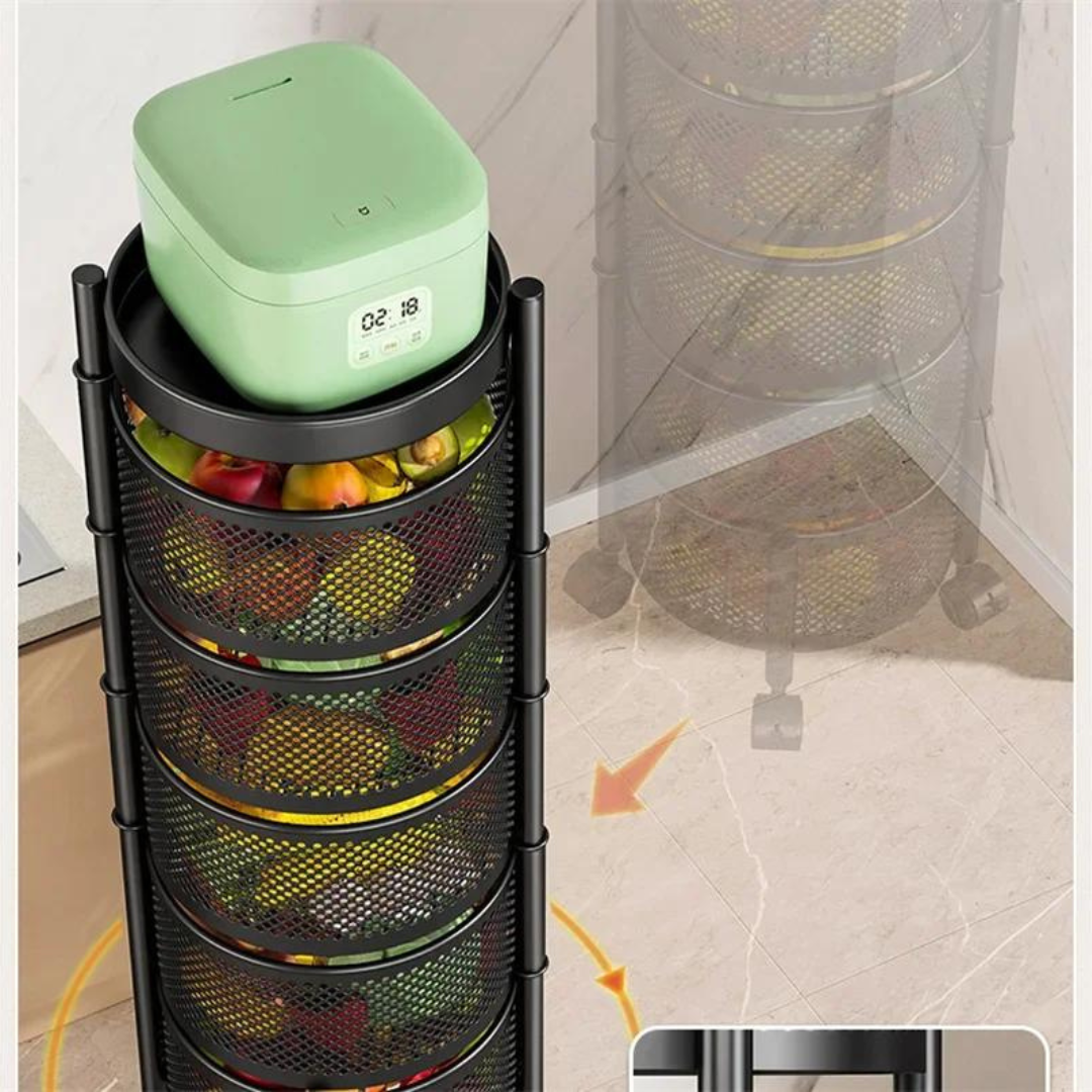 Carrito Organizador De Cocina Frutero 5 Niveles con Canastos Circulares