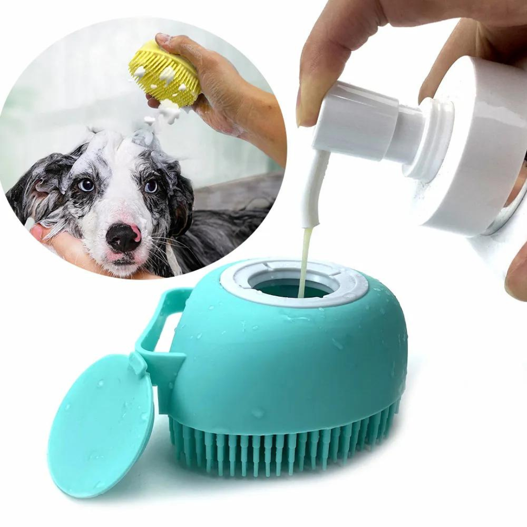 Cepillo para Bañar Mascotas con Dispensador de Jabón
