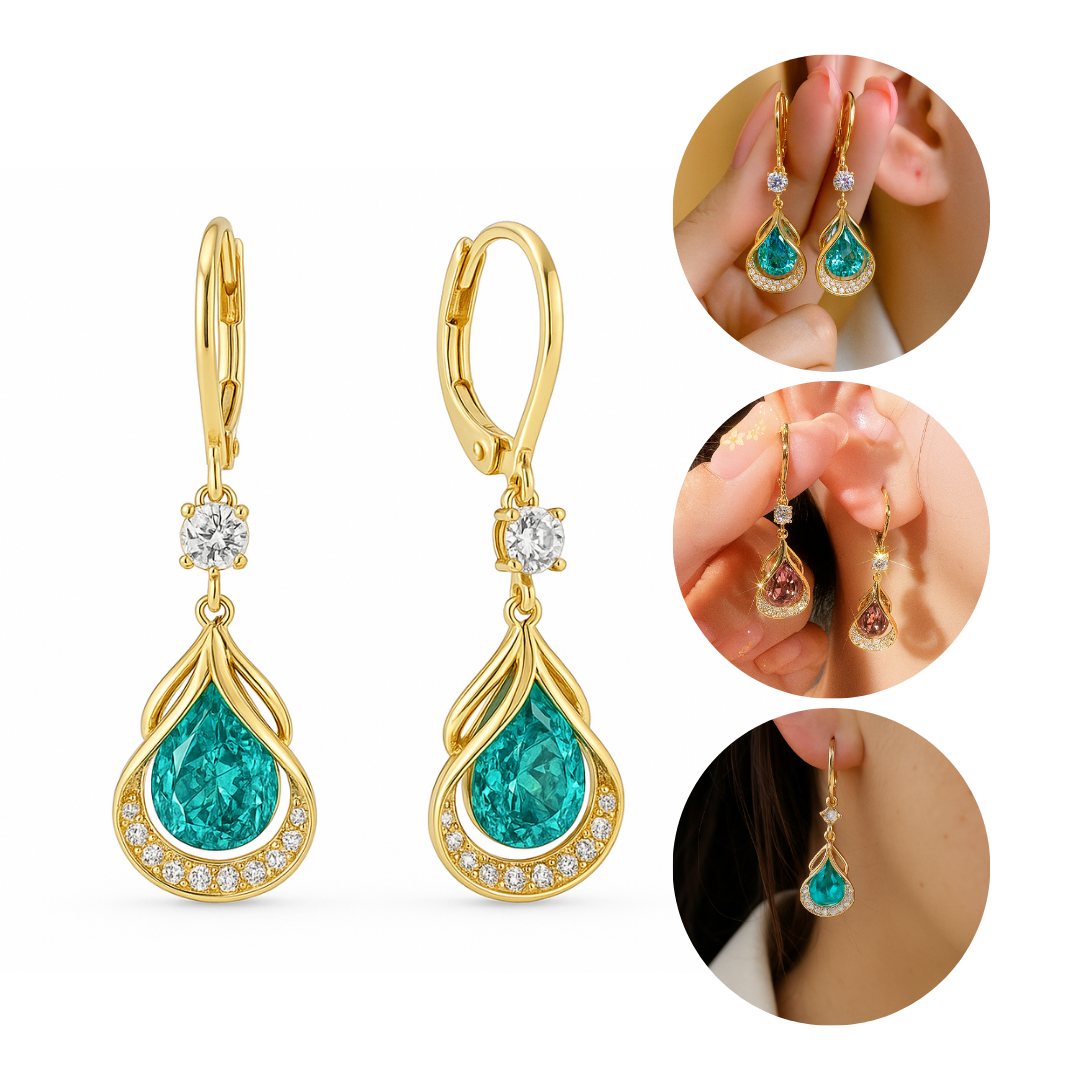 Caravanas con Diseño de Gota y Baño de Oro