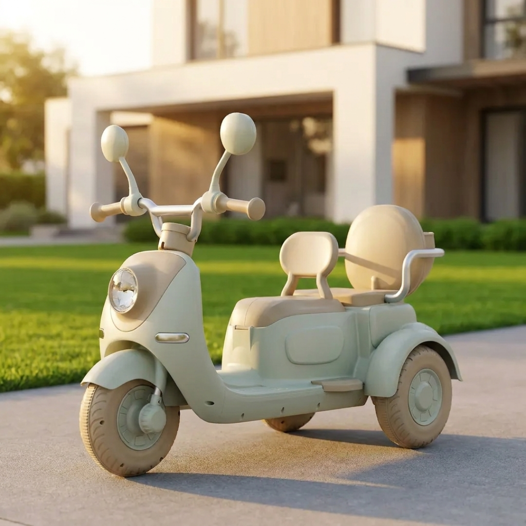 Moto Eléctrica Infantil 12V Scooter Doble Asiento + Control Remoto
