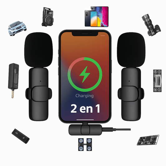 Set De 2 Micrófonos Solaperos Inalámbricos iPhone Android - Muy Moderna Uruguay