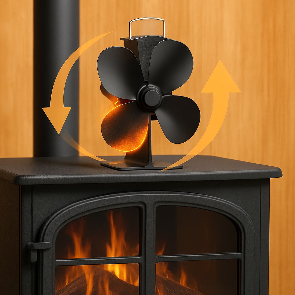 Difusor de Calor Ventilador Termico Estufa 4 Aspas Autopropulsado Por Calor