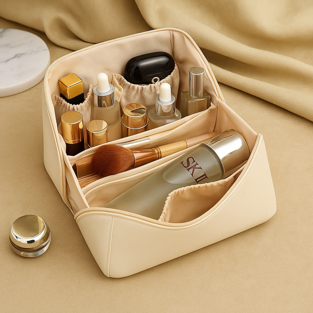 Neceser de Cuero Sintetico Con Varios Compartimentos